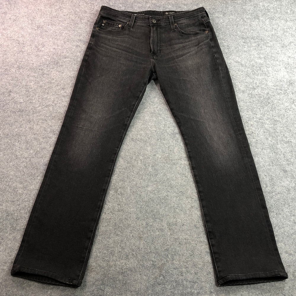 AG Mens Everett Slim Straight Jeans 32x34 (Fits 32x31) Faded Black Denim Hemmed